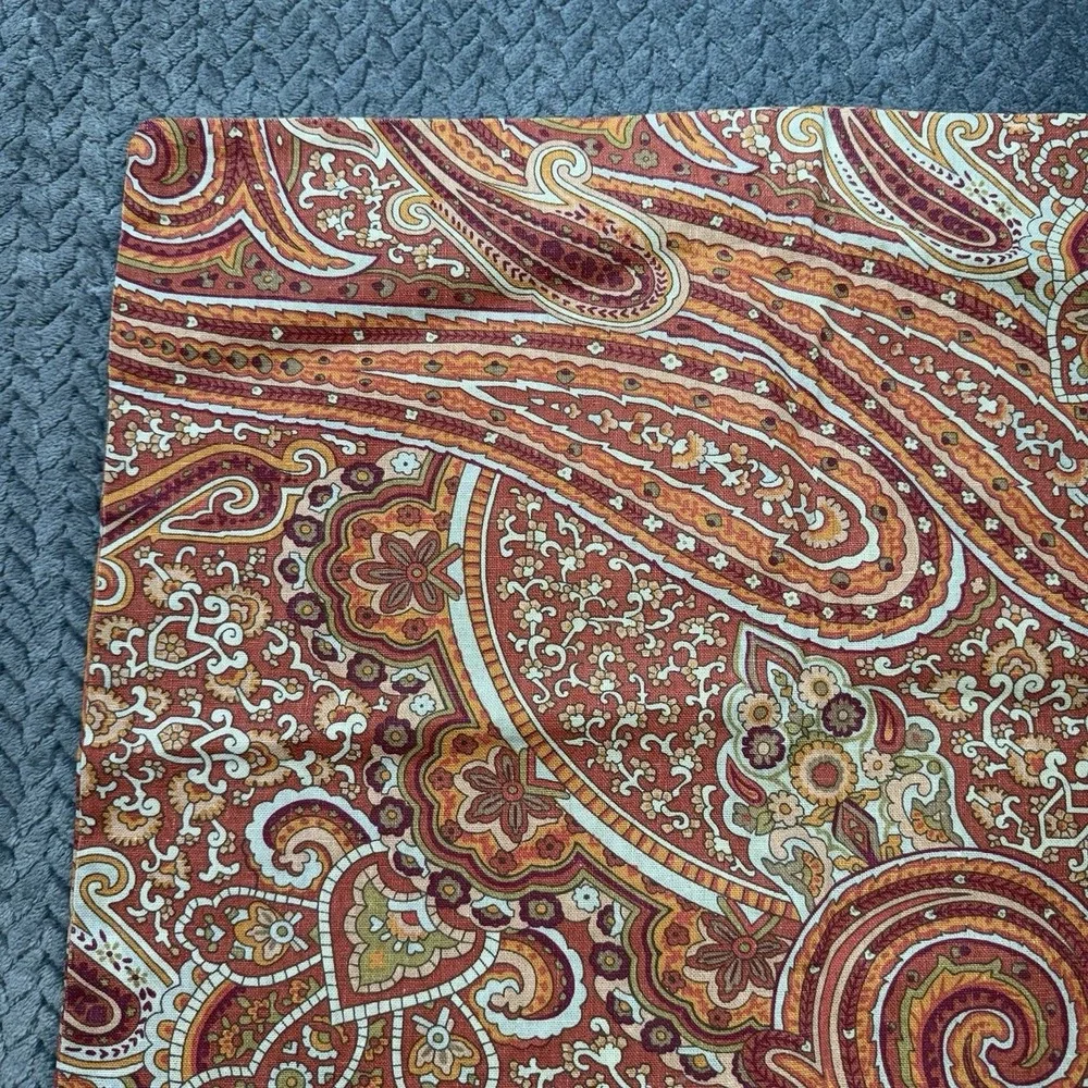 Pottery Barn Paisley Throw Pillow Cover 20x20 Rust Orange Linen Cotton 2009